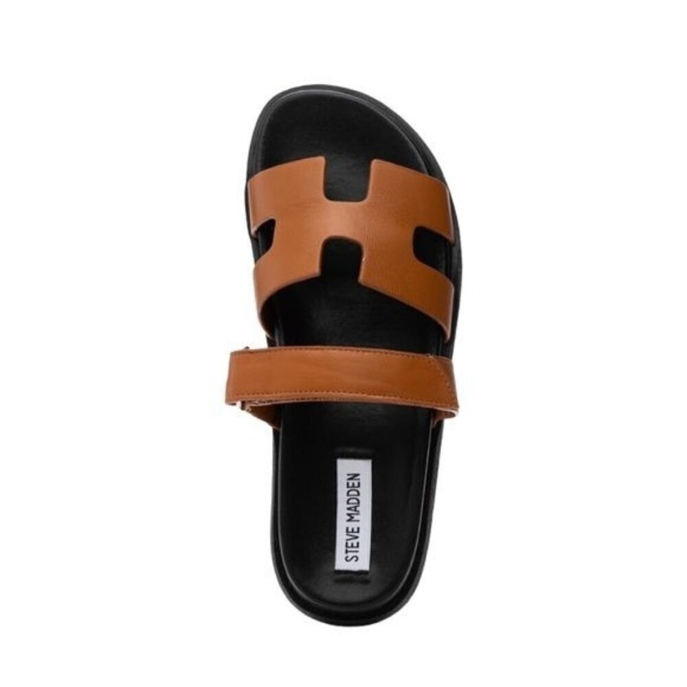 Steve Madden Mayven Sandals Cognac Leather Womens Size 7.5 Adjustable Slide Boho